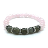 Labradorite Pink Crystal Carnelian Stone Beads Bangle Jewelry