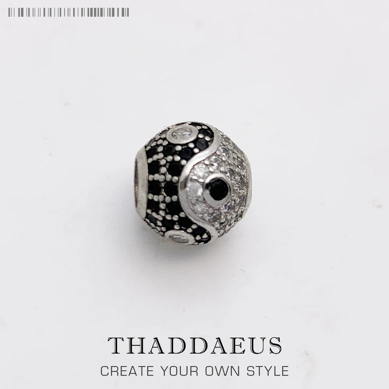 Yin Yang Micro Pave Ball Charm For DIY Fine Jewelry Making