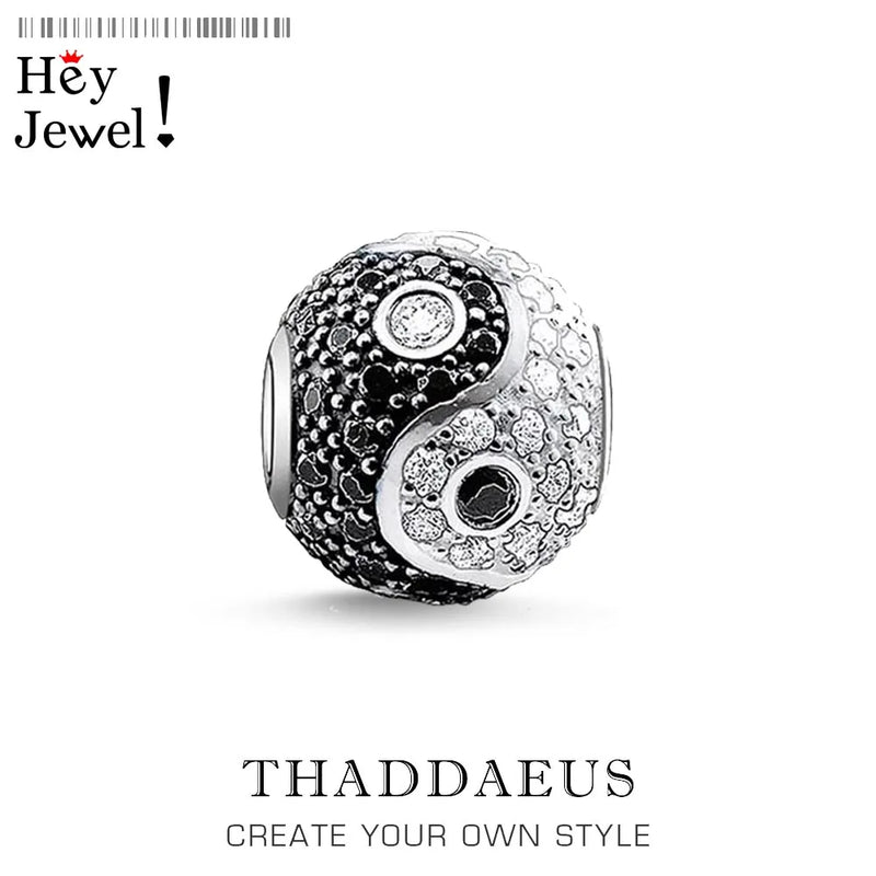 Yin Yang Pave Ball Charm Bead For Jewelry Making