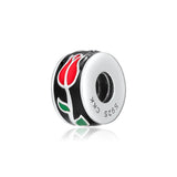 925 Sterling Silver Beads for Bracelets Forever Love Rose Charms