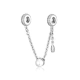 Tropical Shell & Pearl Safety Chain 925 Sterling Silver Beads