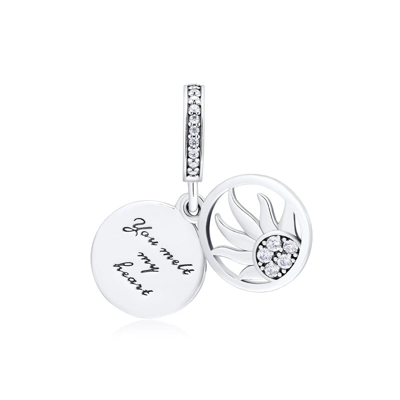 925 Sterling Silver Open My Heart Charm Beads for Bracelets Necklaces