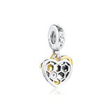 925 Silver Shine Hearts & Bees Charm Beads for Bracelets Necklaces