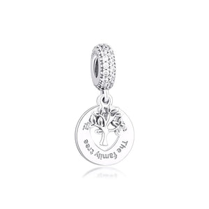925 Sterling Silver Family Tree Charms Beads for Bracelets Necklaces