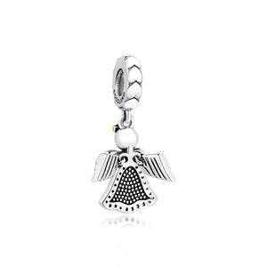 925 Sterling Silver Angel Wing Bell Charms for Necklaces Bracelets
