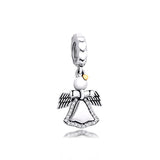 925 Sterling Silver Angel Wing Bell Charms for Necklaces Bracelets