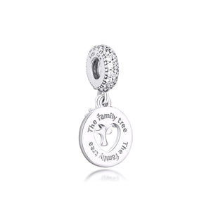 925 Sterling Silver Family Tree Charms Beads for Necklaces Bracelets