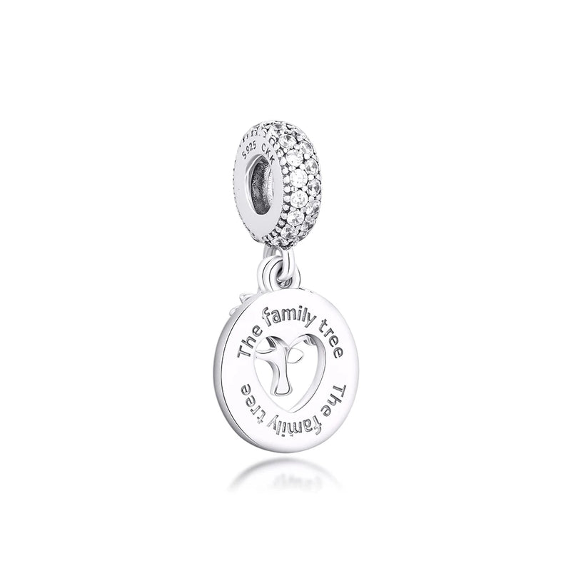 925 Sterling Silver Family Tree Charms Beads for Necklaces Bracelets