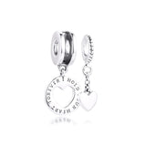 925 Sterling Silver Beads for Necklaces Bracelets Hold Your Heart Split Charms