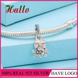Floral Charm Bead for Bracelets 925 Fine Jewelry