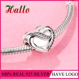 925 Sterling Silver Heart Charm Bead for Bracelets