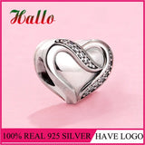 925 Sterling Silver Heart Charm Bead for Bracelets
