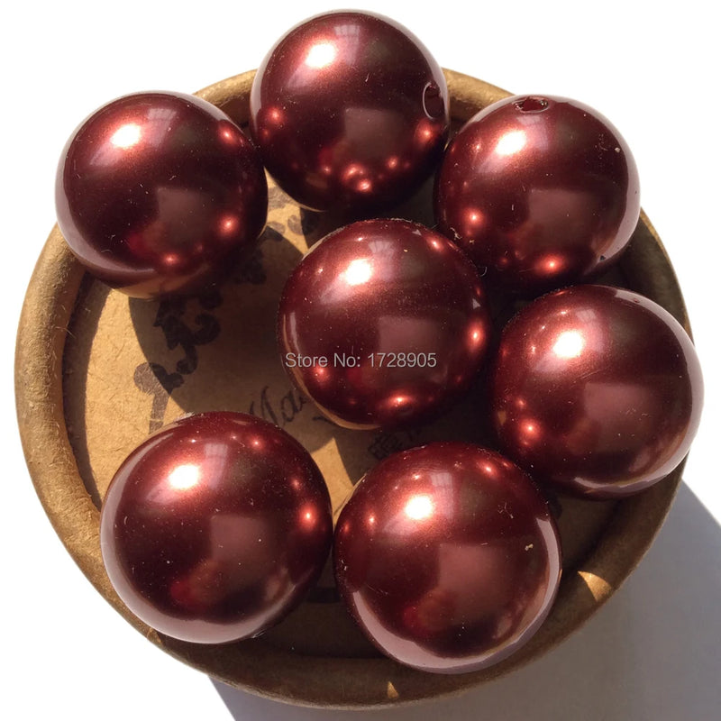 Burgundy Acrylic Pearl Beads 6mm-30mm Round Beads for DIY