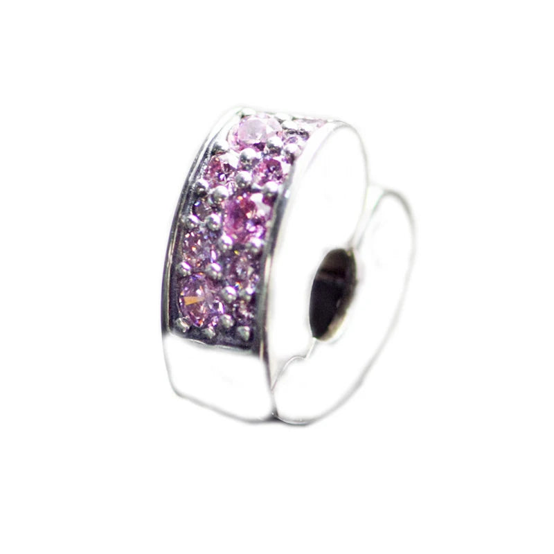 Pink Arcs of Love Clip Charm 925 Silver Jewelry