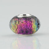 Hand-made Color Foil Cut Glass Bead 925 Silver Tube