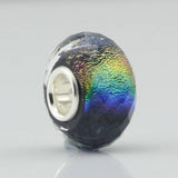 Hand-made Color Foil Cut Glass Bead 925 Silver Tube