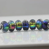 Hand-made Color Foil Cut Glass Bead 925 Silver Tube