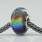 Hand-made Color Foil Cut Glass Bead 925 Silver Tube