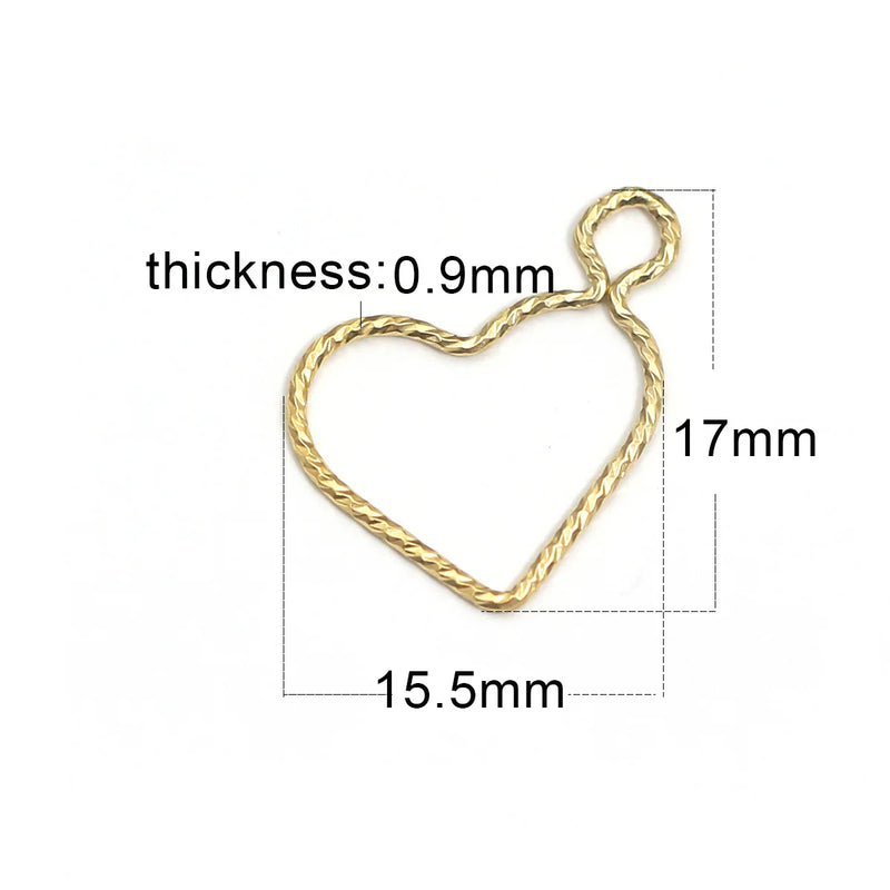 14K Gold-Filled Heart Pentagram Pendant Charm