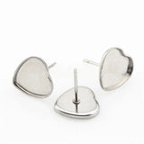 Stainless Steel Heart Earring Stud DIY Jewelry Supply