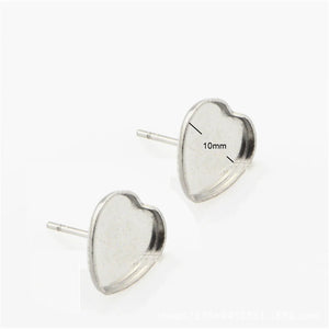 Stainless Steel Heart Earring Stud DIY Jewelry Supply