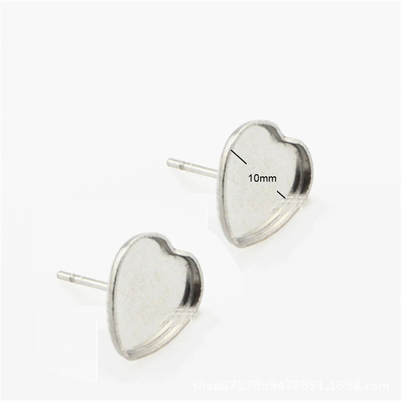 Stainless Steel Heart Earring Stud DIY Jewelry Supply