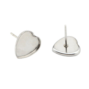Stainless Steel Heart Earring Stud DIY Jewelry Supply