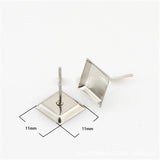 Stainless Steel Stud Earring w/ Square Bezel Setting 11X11mm
