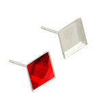 Stainless Steel Stud Earring w/ Square Bezel Setting 11X11mm