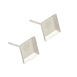 Stainless Steel Stud Earring w/ Square Bezel Setting 11X11mm