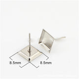 Stainless Steel Stud Earring w/ Square Bezel Setting 11X11mm