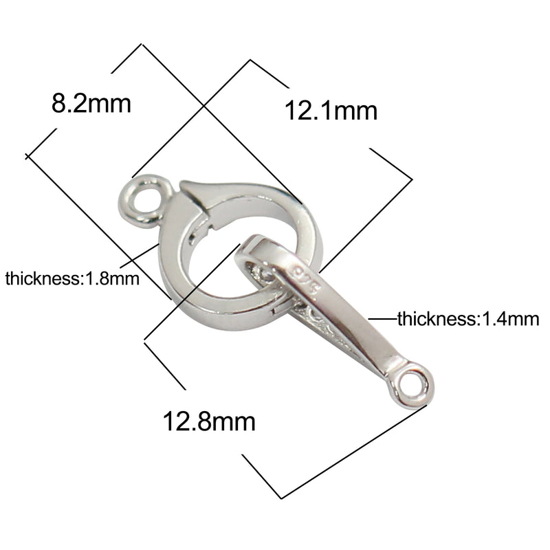 925 Silver Zircon Fold Over Clasp Chain Clasp Diy Jewelry
