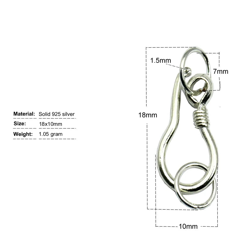 925 Silver Chain Clasp Hook Eye for Necklace DIY Jewelry 30879