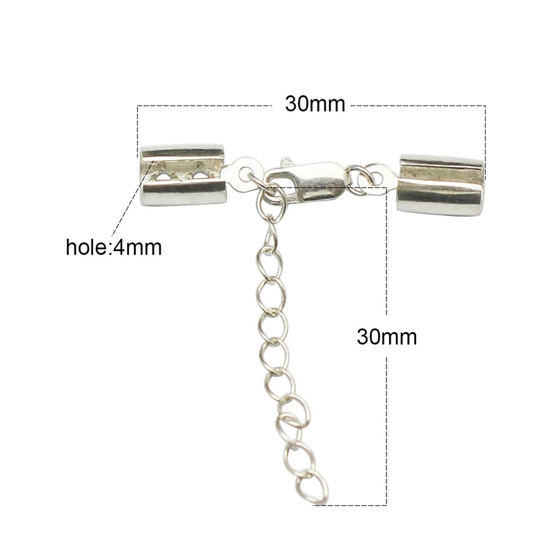925 Sterling Silver Clasp Cord End for Bracelet