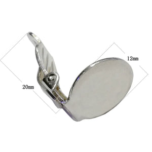925 Silver Clip-On Earring Blank Base 12mm Round Flat Pad DIY Jewelry