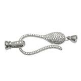 925 Silver CZ Pave Large Clasp & End Caps Set for Bracelet
