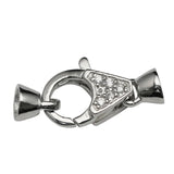 925 Silver CZ Pave Large Clasp & End Caps Set for Bracelet
