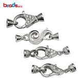 925 Silver CZ Pave Large Clasp & End Caps Set for Bracelet