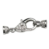 925 Silver CZ Pave Large Clasp & End Caps Set for Bracelet