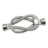 925 Silver CZ Pave Large Clasp & End Caps Set for Bracelet