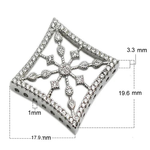 925 Silver Necklace Jewelry Square Clasp Bead