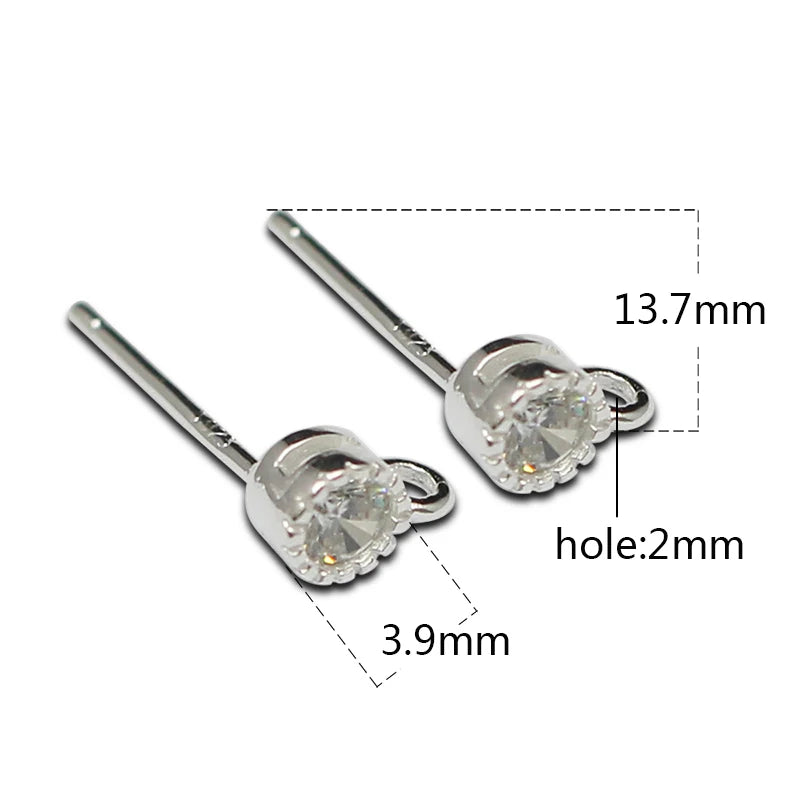 925 Silver Zircon Stud Earrings Woman Jewelry