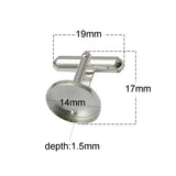 925 Sterling Silver 14mm Cufflinks Base Jewelry DIY for Her