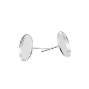 925 Silver Earring Stud Base for 12mm Cabochons Wedding Jewelry