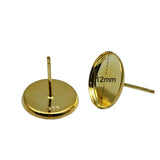 925 Silver Earring Stud Base for 12mm Cabochons Wedding Jewelry