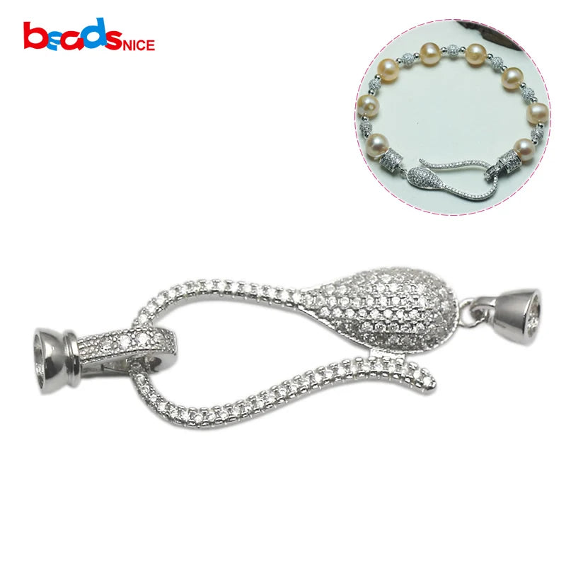 925 Silver CZ Bracelet Hooks Micro Pave Clasp