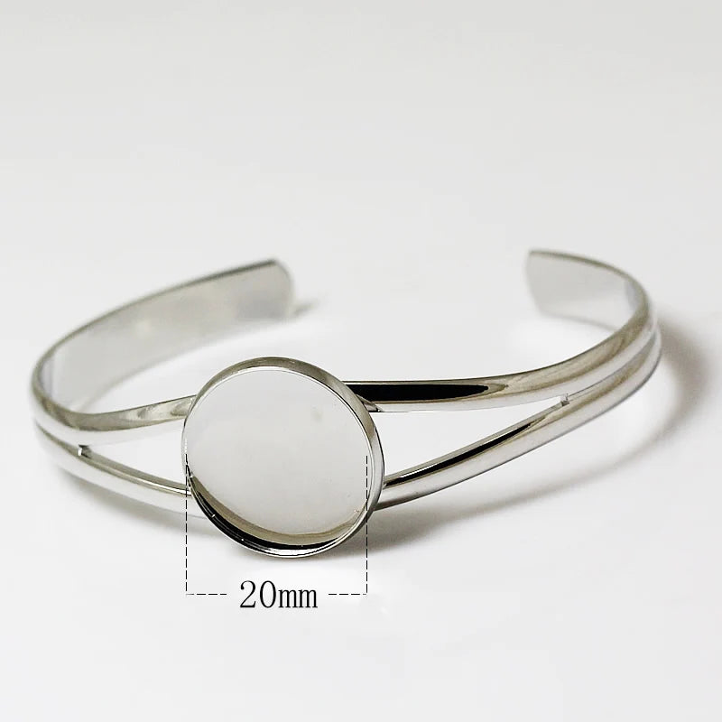 Brass Cuff Bezel Bangle Tray 20mm Round Setting Bracelet