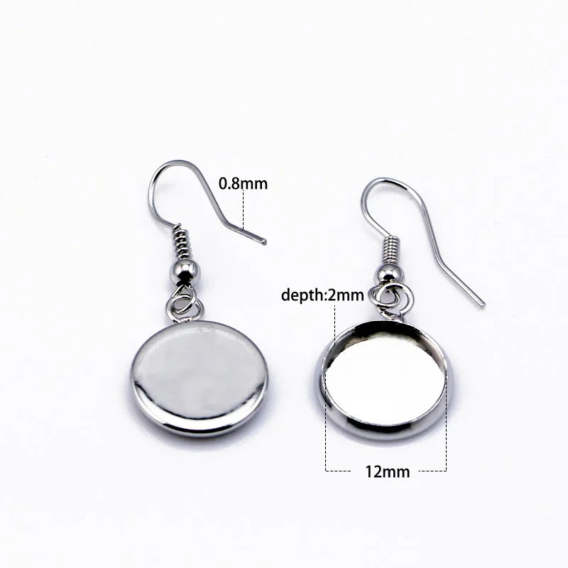 Brass Earring Bezels Blank Setting 12mm Round DIY Jewelry Making