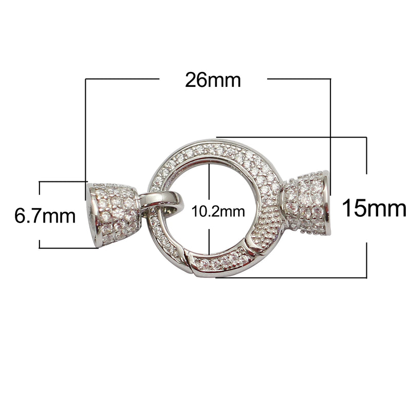925 Silver Zircon Cord End Clasp Jewelry Making