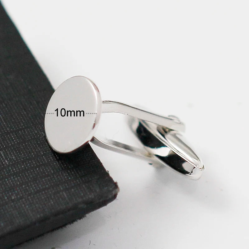 Sterling Silver Cuff Link Base 10mm Glue Pad DIY Cufflink